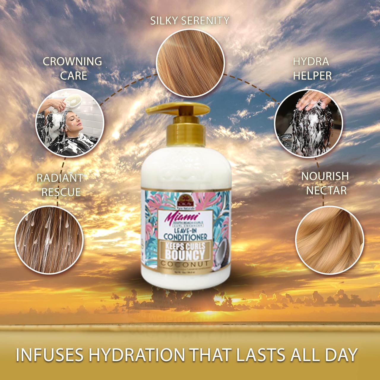 Defined curls enhanced by OKAY Miami South Beach Leave-In Conditioner