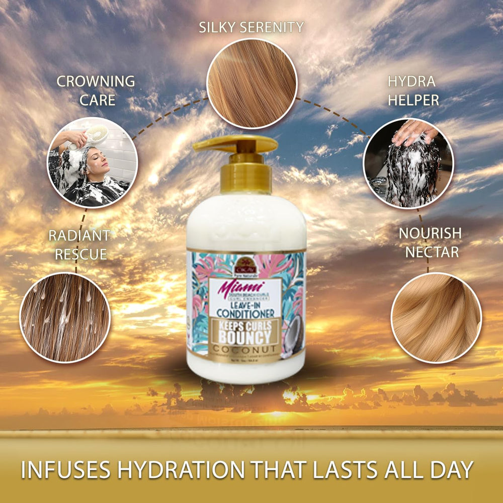 Defined curls enhanced by OKAY Miami South Beach Leave-In Conditioner