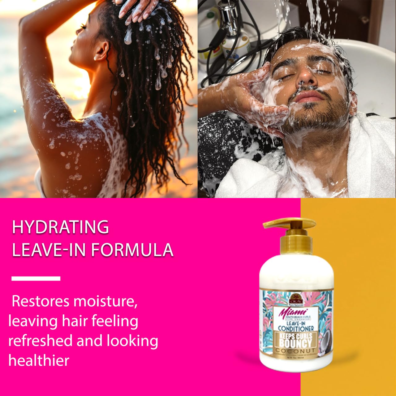 Wet hair prepped for styling with OKAY Leave-In Conditioner