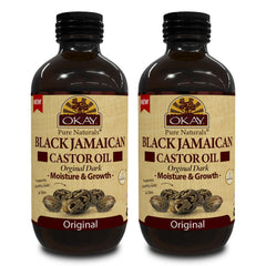 Okay Pure Naturals Black Jamaican Castor Oil bottle for easy application.