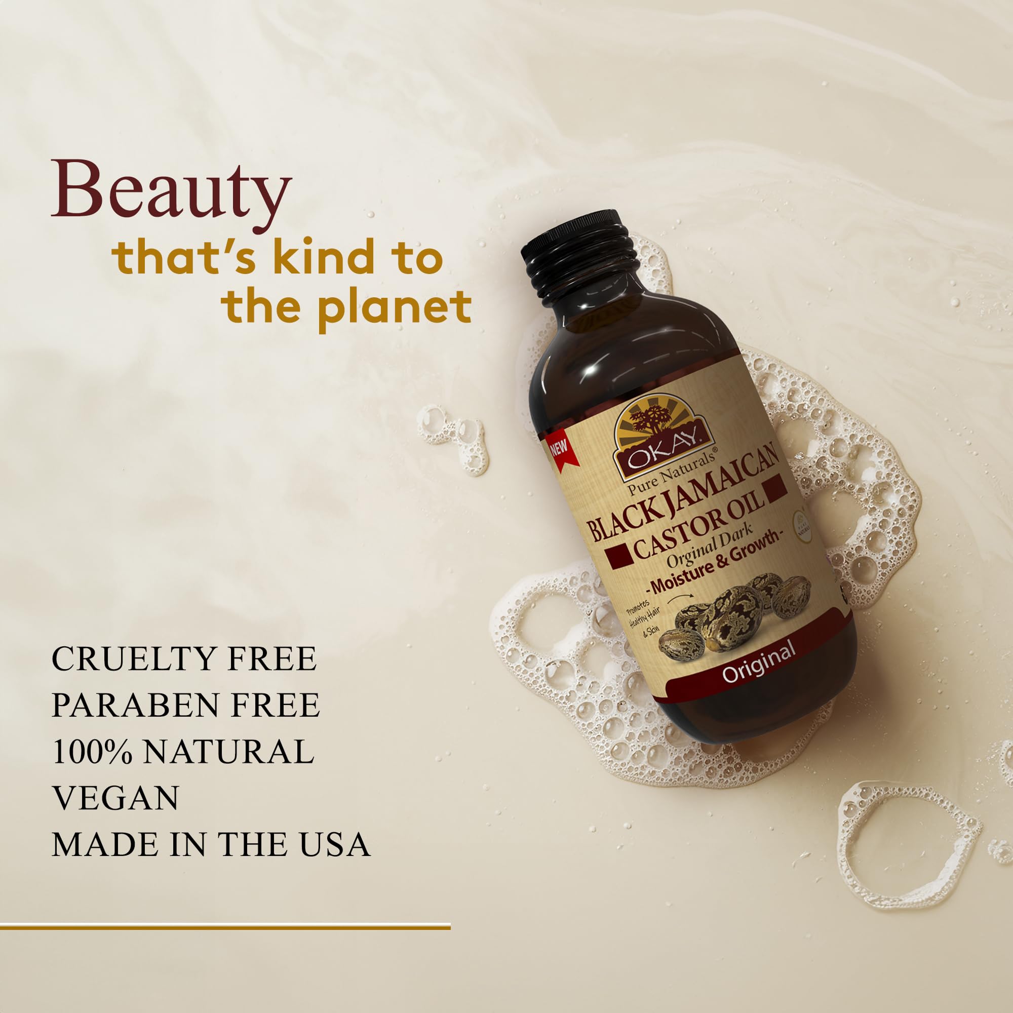 Okay Pure Naturals Castor Oil for skin moisture and hydration.