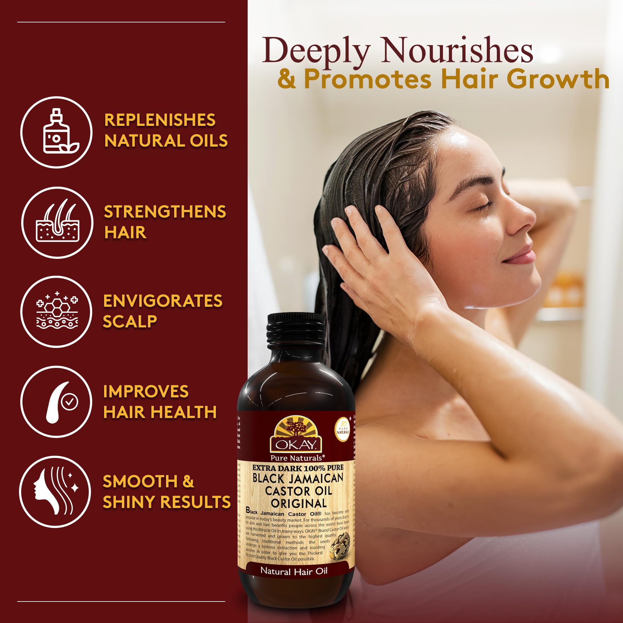 OKAY Pure Naturals Castor Oil drops on skin for deep hydration