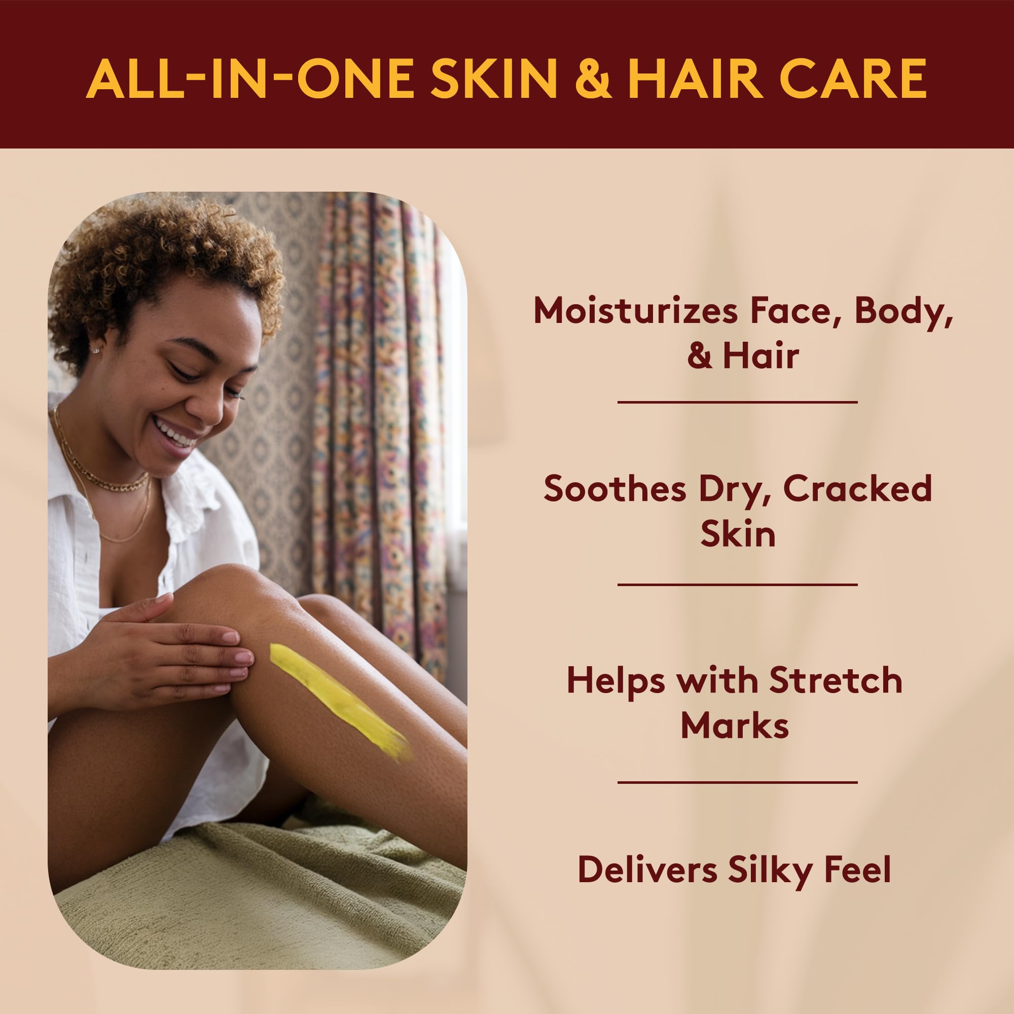 OKAY Shea Butter yellow color indicates natural composition and rich nourishment.