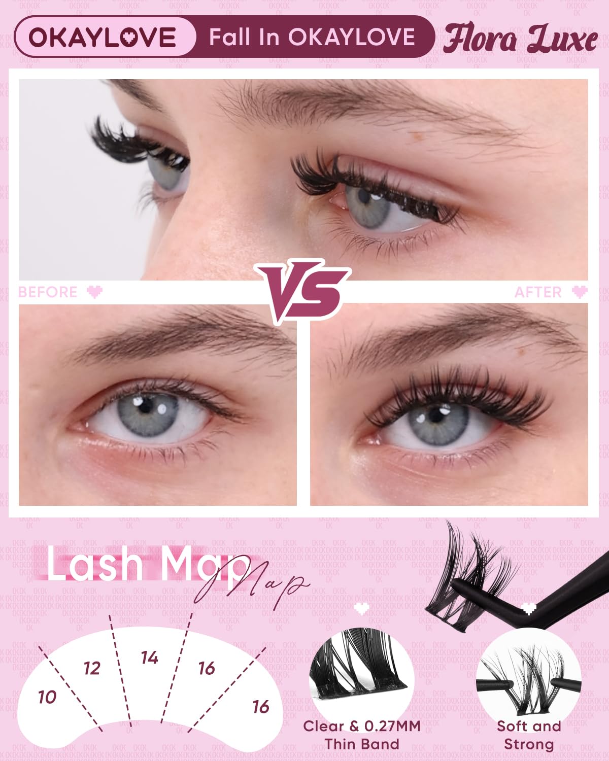 OKAYLOVE Curved lash tweezers for precise, comfortable application.