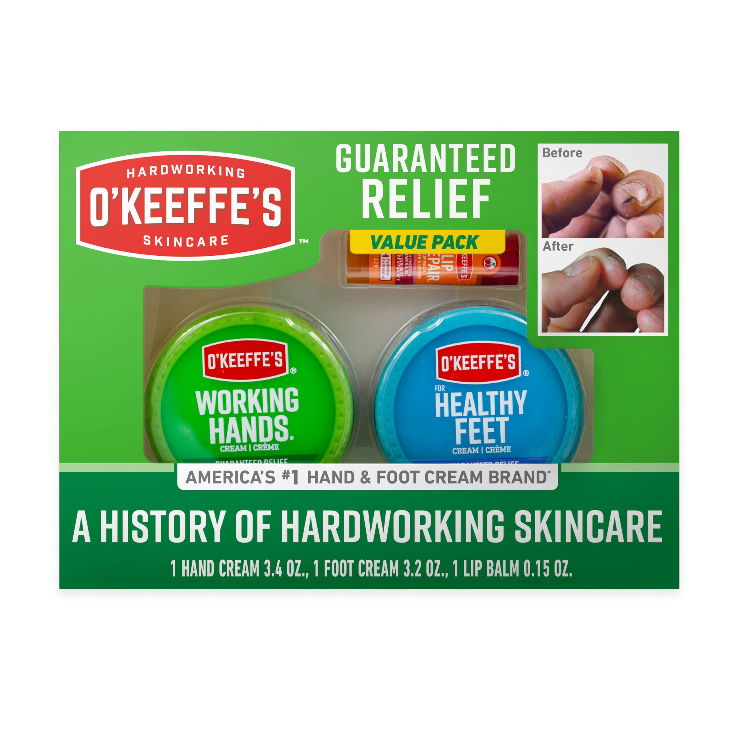 O'Keeffe's Lip Repair cherry balm in gift box; intensive hydration for dry lips.