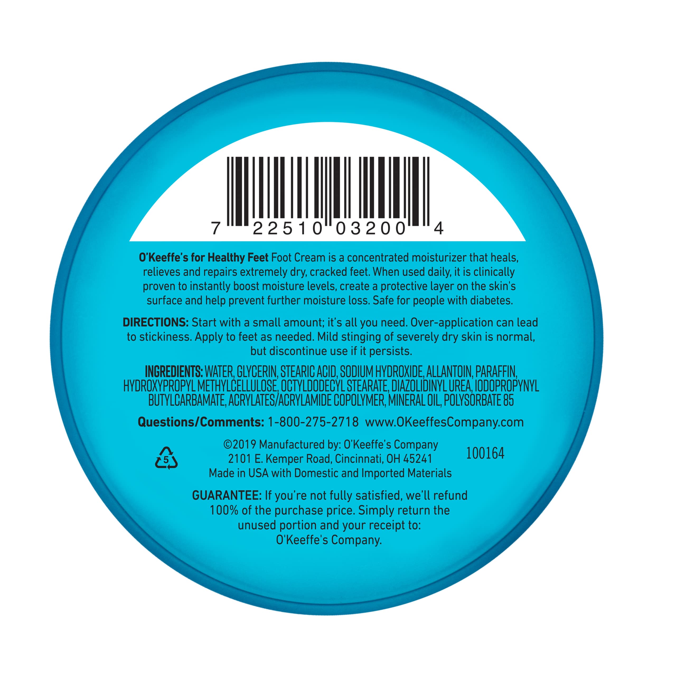 Diabetic-safe O'Keeffe's Healthy Feet formula used on feet.