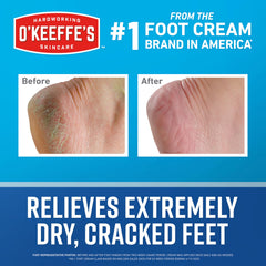 Closeup of O'Keeffe's Healthy Feet application demonstrates concentrated formula for dry, cracked feet.