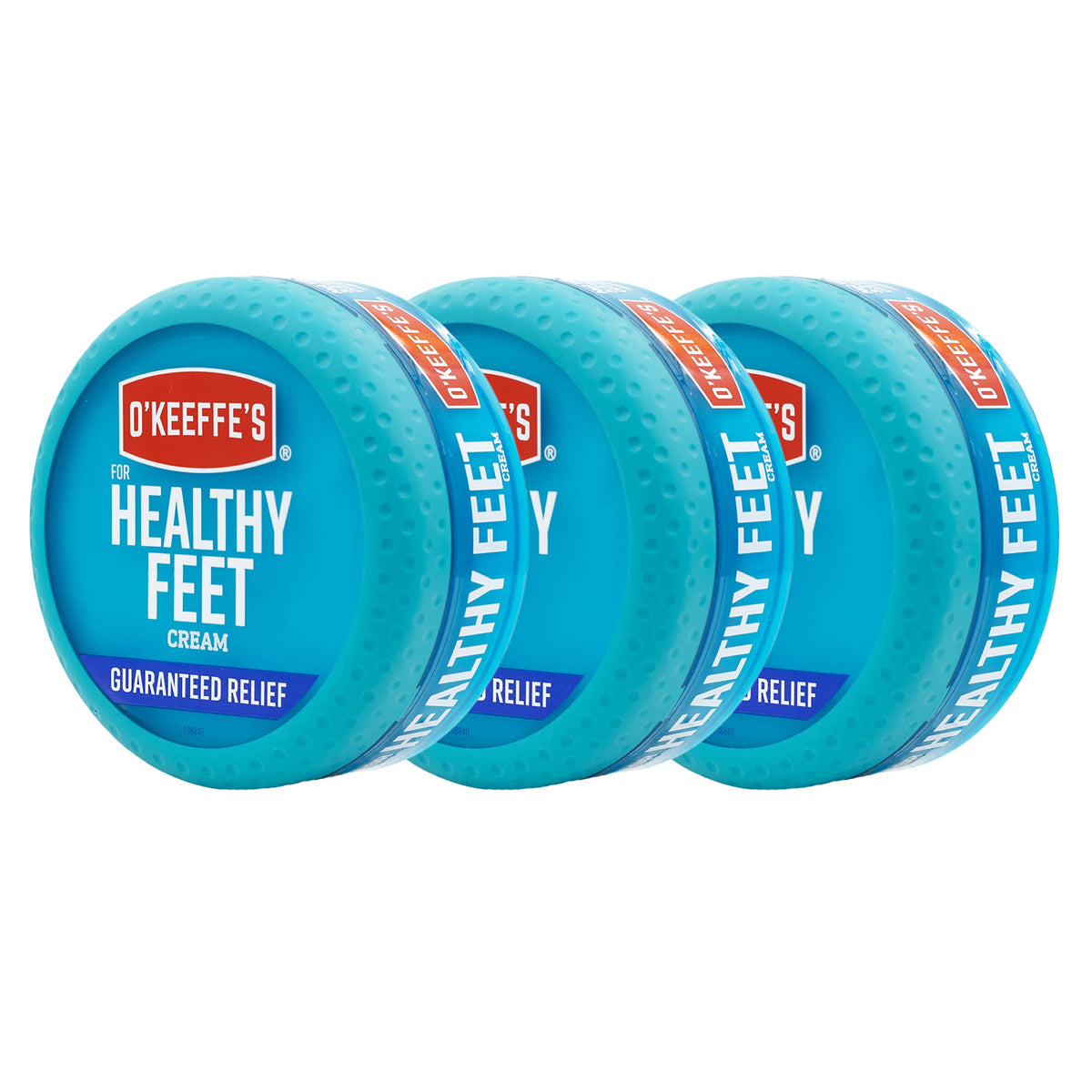 O'Keeffe's Healthy Feet foot cream jar front showing concentrated formula for dry feet relief
