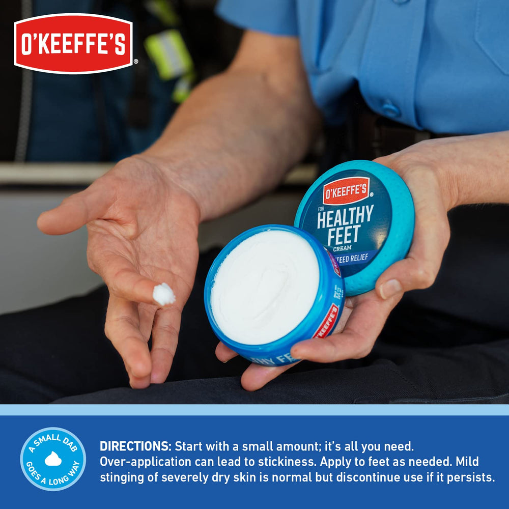 Pack four display featuring O'Keeffe's Healthy Feet jars.