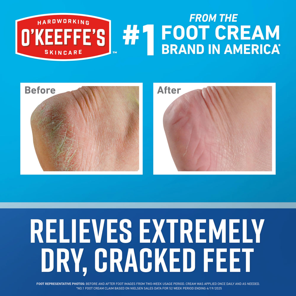 O'Keeffe's Healthy Feet unscented formula shown for sensitive skin.