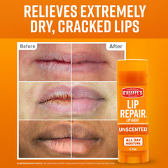 O'Keeffe's Lip Repair cooling relief stick with peppermint sensation on lips