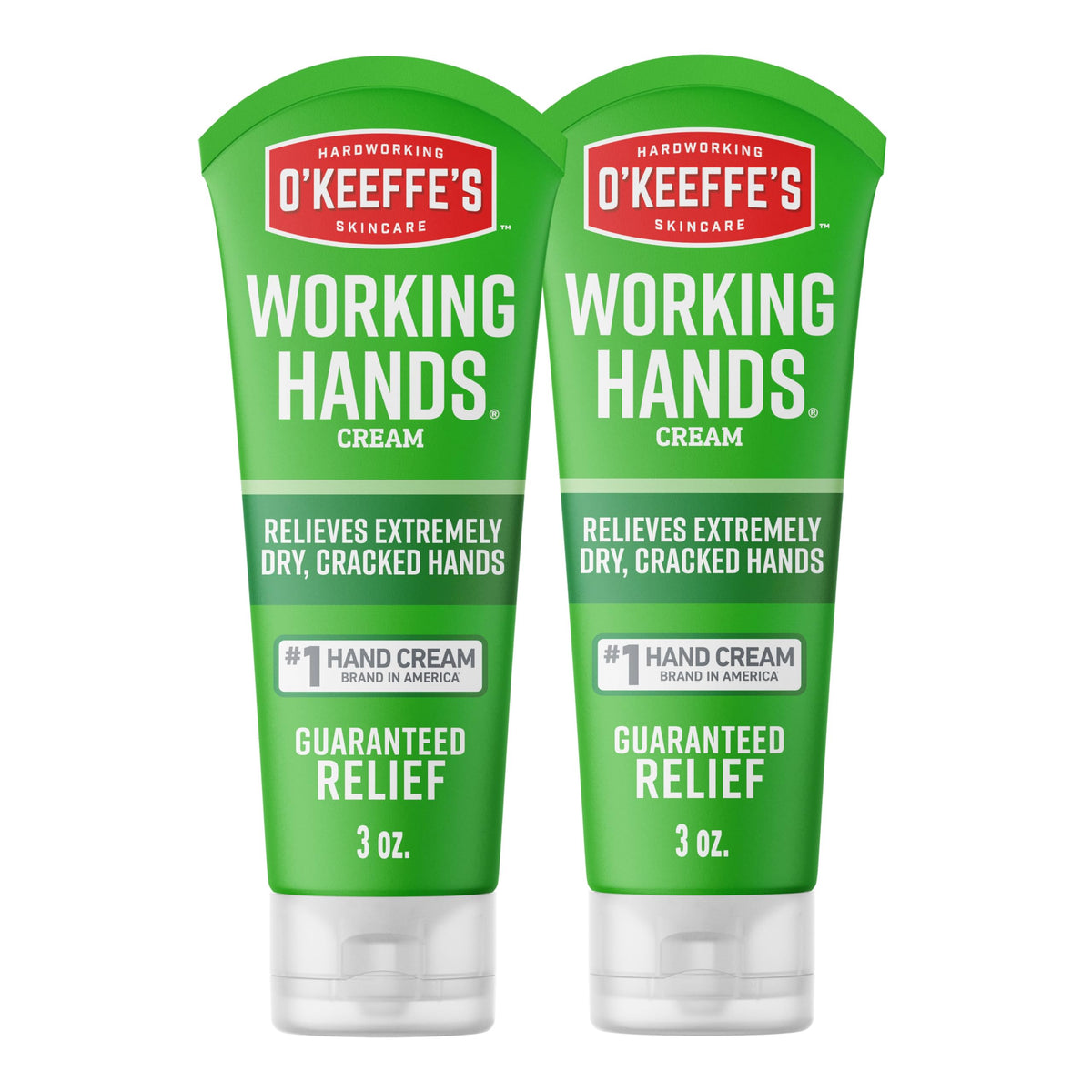 O'Keeffe's Working Hands bottle shown for application to dry skin and quick relief