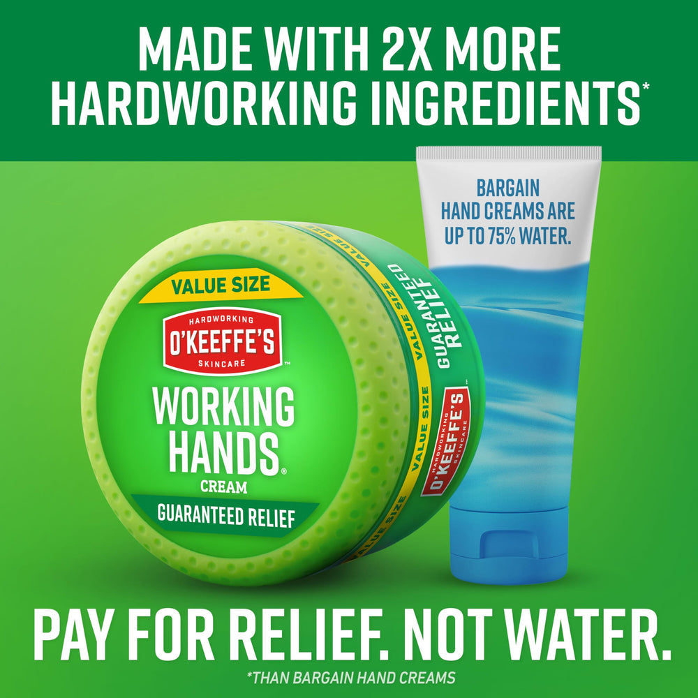 O'Keeffe's Working Hands application on palm demonstrates easy spreading.