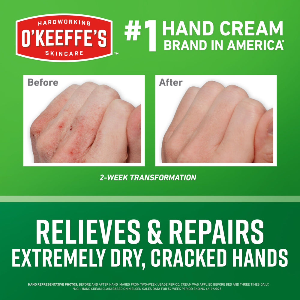 Close-up of applying O'Keeffe's Working Hands on dry skin.