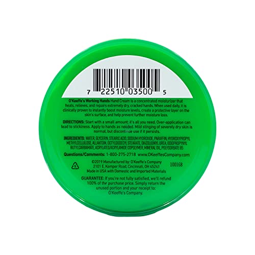 Close-up of O'Keeffe's Working Hands jar label highlighting intense moisture for dry hands