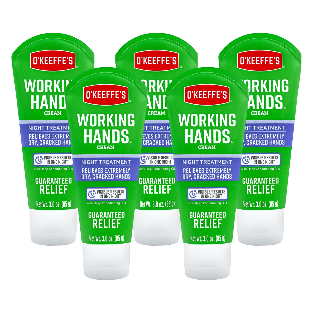 O'Keeffe's Working Hands Night Treatment tube front view for overnight relief