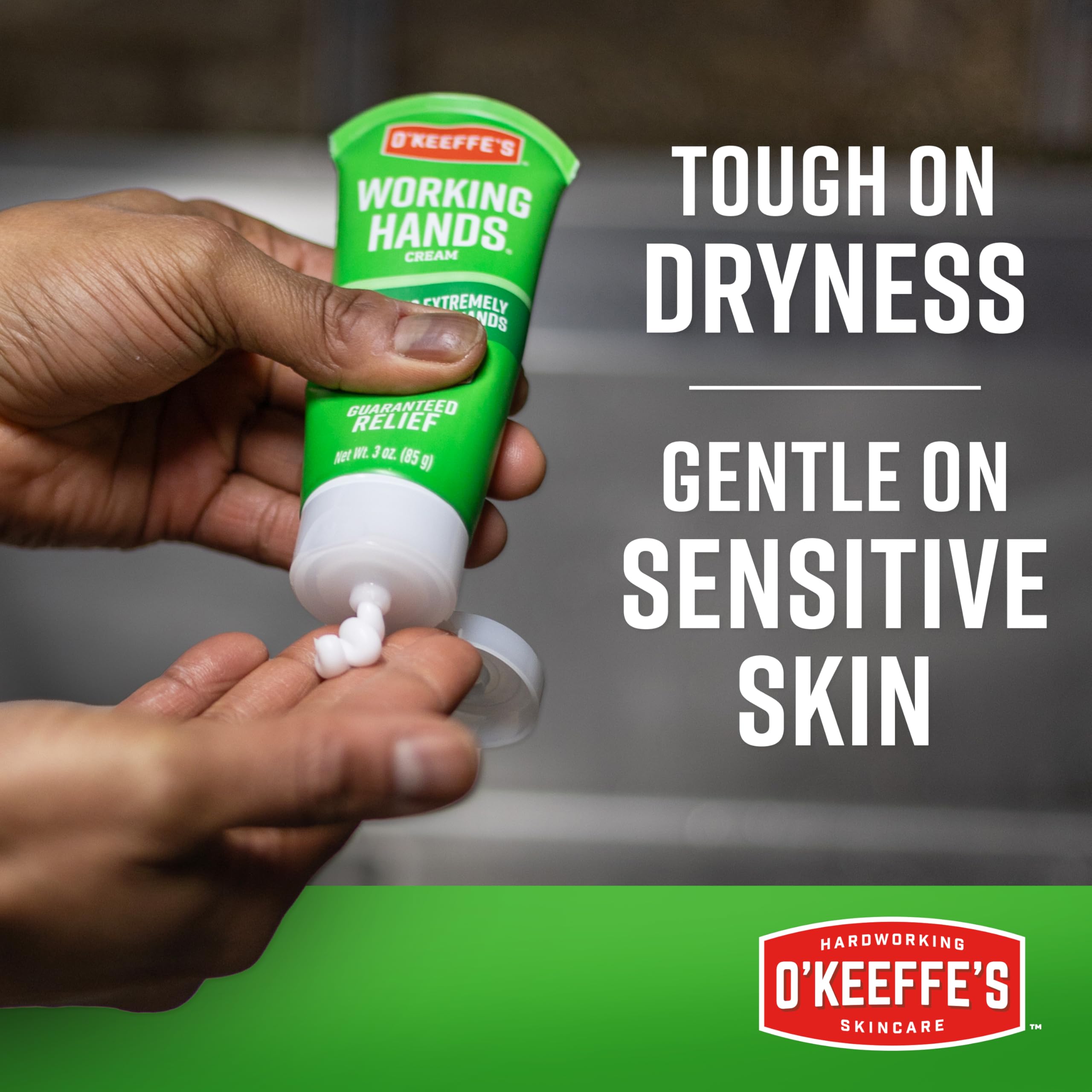 O'Keeffe's Working Hands tube packaging ready for home or travel