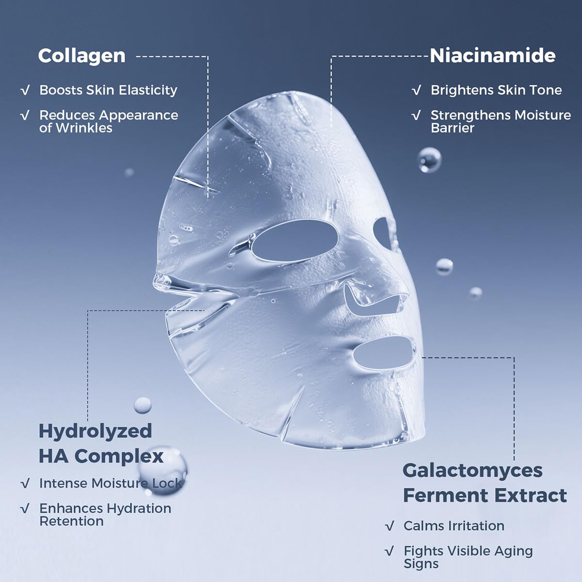 Okela night-time hydration mask closeup highlighting hyaluronic acid hydration.