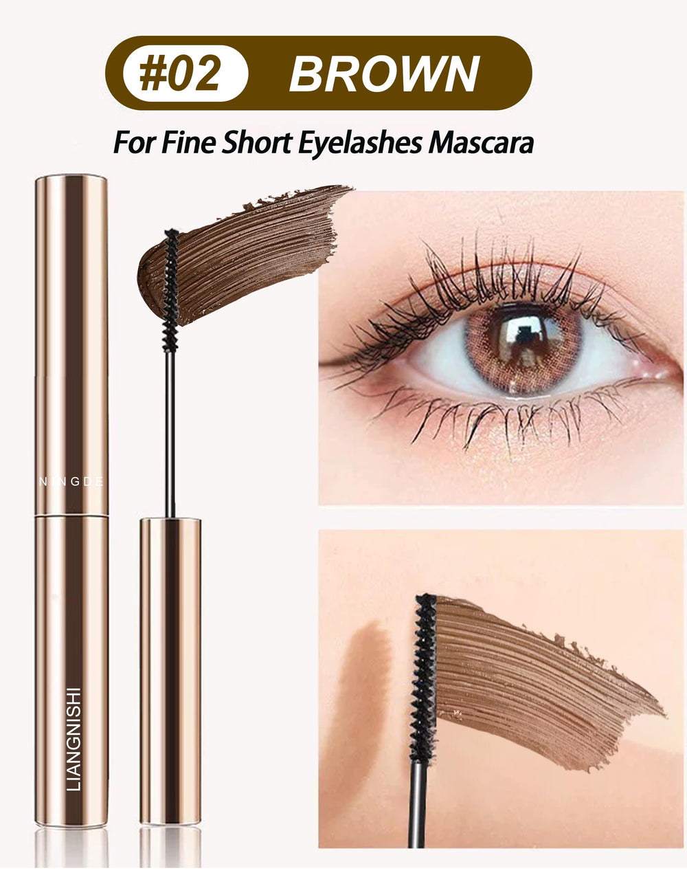 Okerker Brown Mascara designed for lower lashes with precise definition.