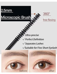 Okerker Brown Mascara close-up of microscopic wand for fine lashes.