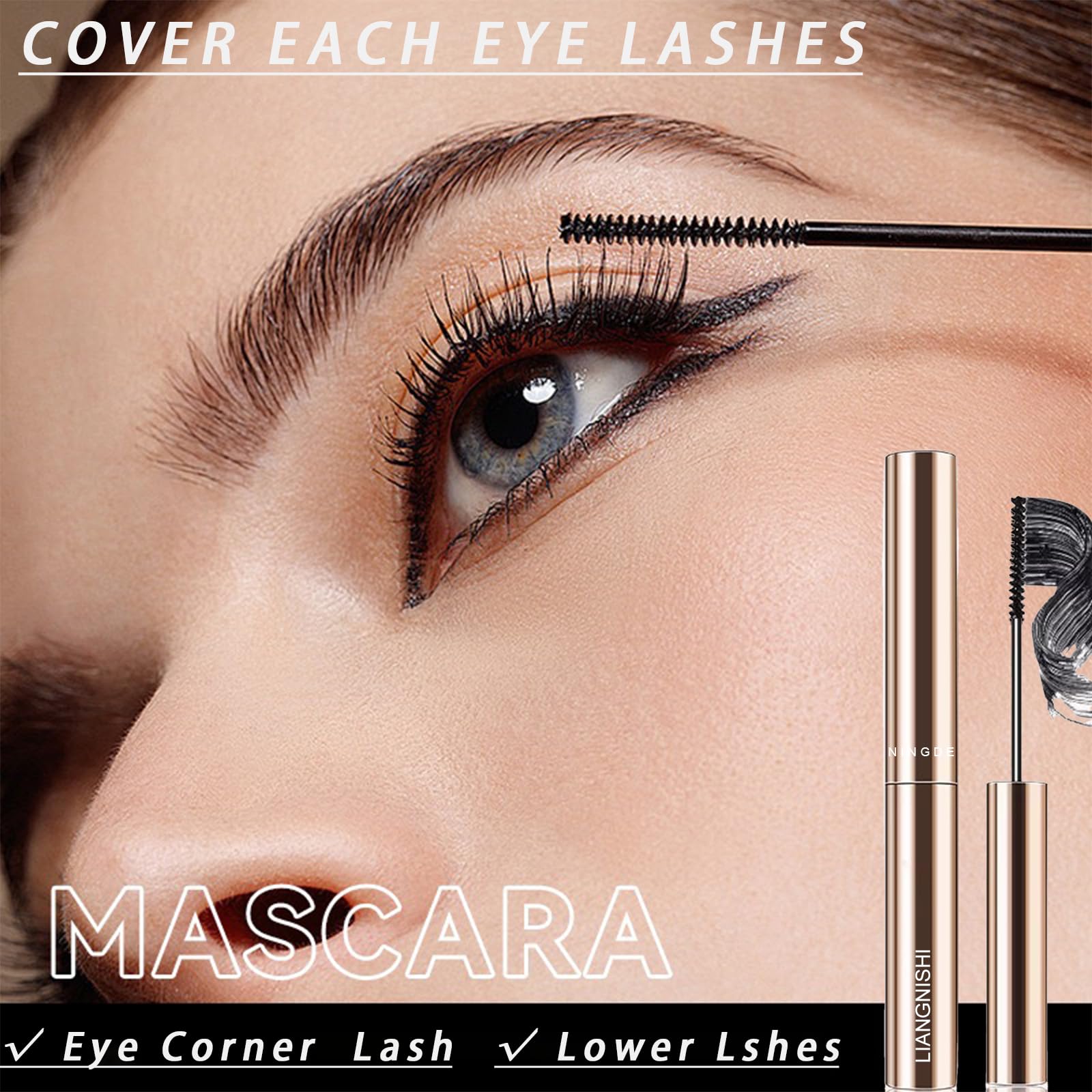Okerker Brown Mascara demonstrates Z-shaped application technique.