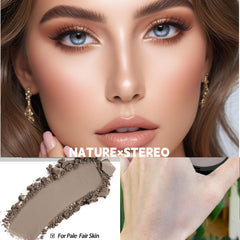 Okerker contour palette swatch on skin demonstrates natural shadow effect