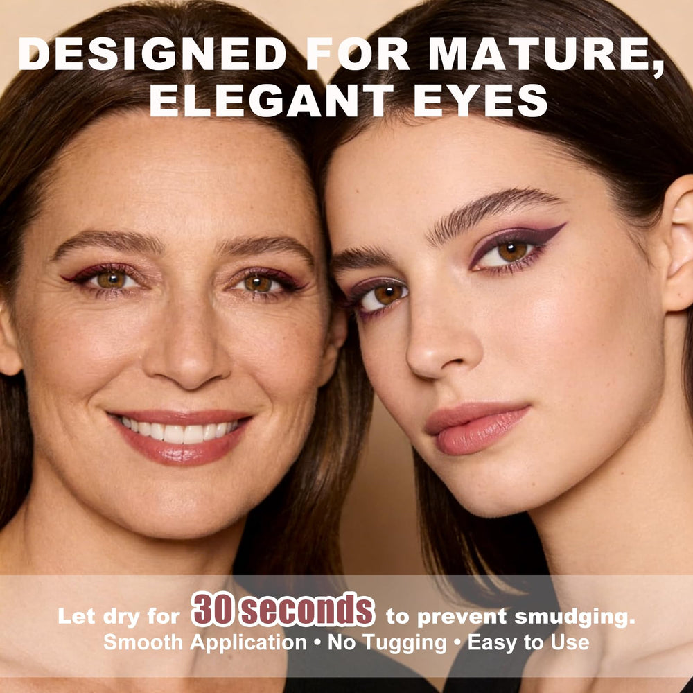 Applying Okerker Plum Gel Eyeliner Pencil for precise definition along lash line.