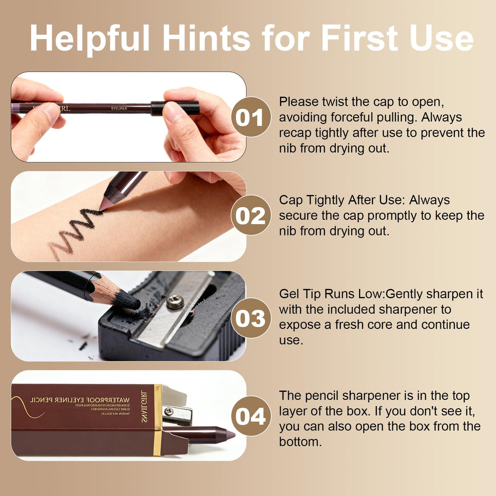 Okerker Plum Gel Eyeliner Pencil with built-in sharpener ready for touch-ups.