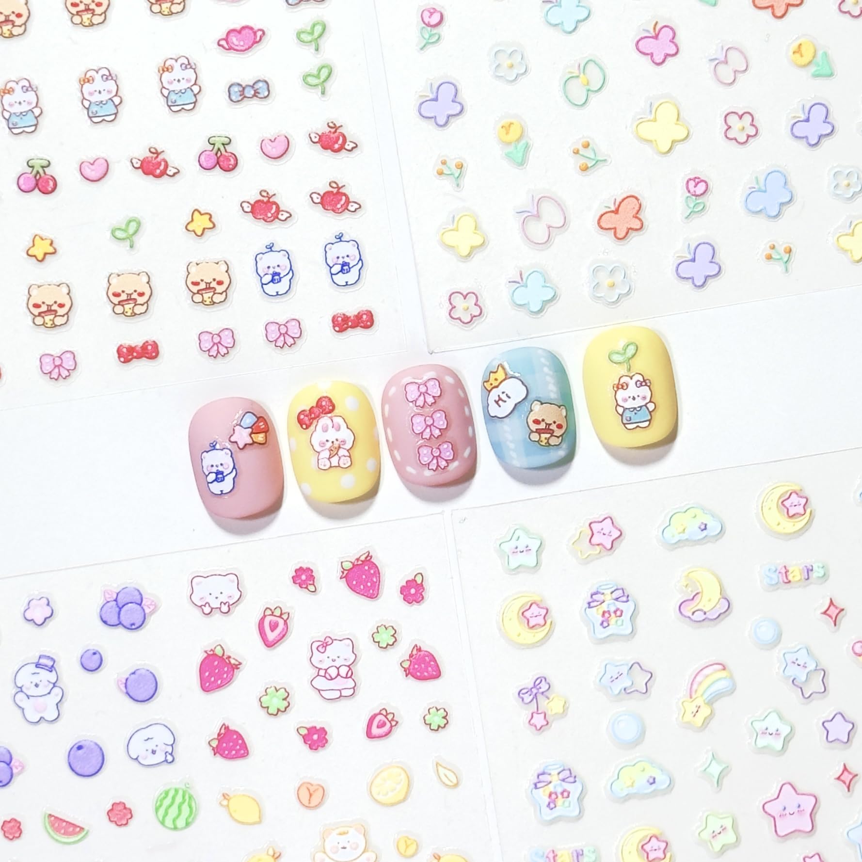 okiYomi 3D nail stickers with butterflies add playful color to kids' nails