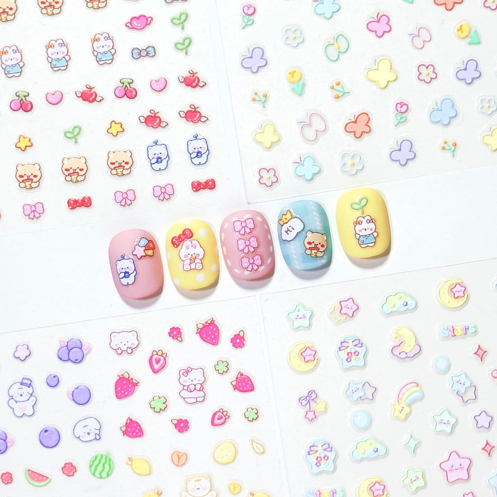 okiYomi 3D nail stickers with butterflies add playful color to kids' nails