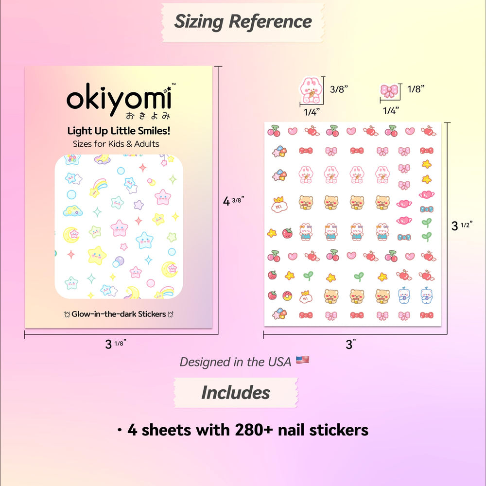 okiYomi 3D nail stickers glow-in-the-dark designs light up evenings on nails