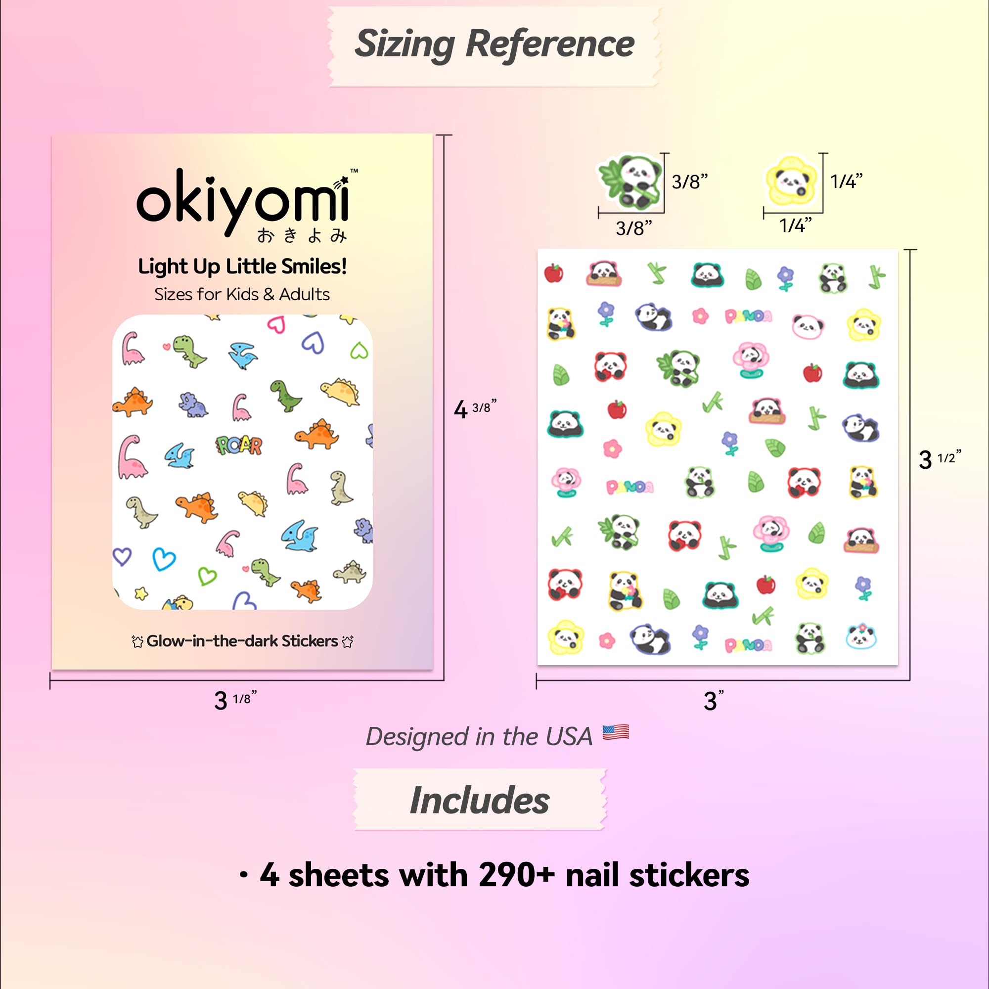 okiYomi 4 sheets of 3D decals with 292 designs for versatile themes