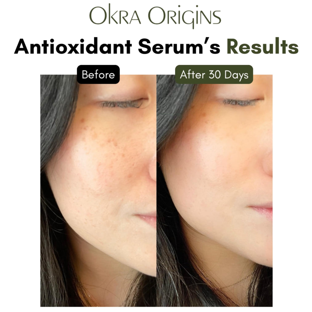 Okra Origins packaging display highlights premium skincare ingredients