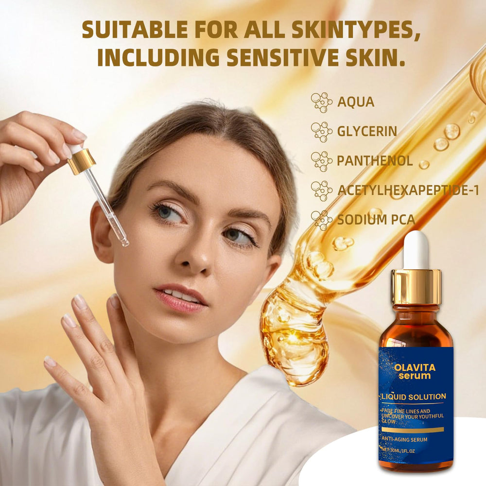 Olavita Serum pump-dispense demonstrates convenient daily dosing.