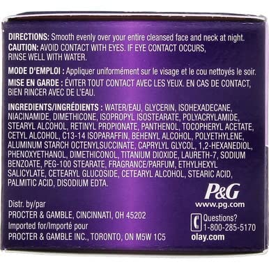 Olay anti-wrinkle night cream airy, lightweight formula for comfortable overnight hydration.