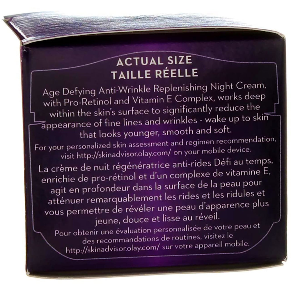 Olay night cream with vitamins E, B3 and B5 nourishes while you sleep.