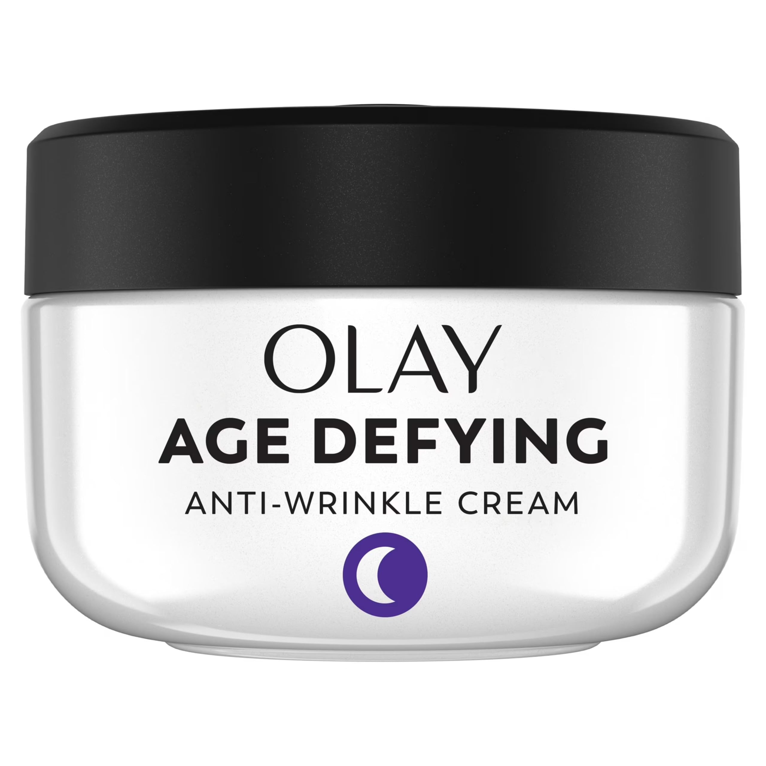Olay Age Defying night cream jar showing hydration for aging skin