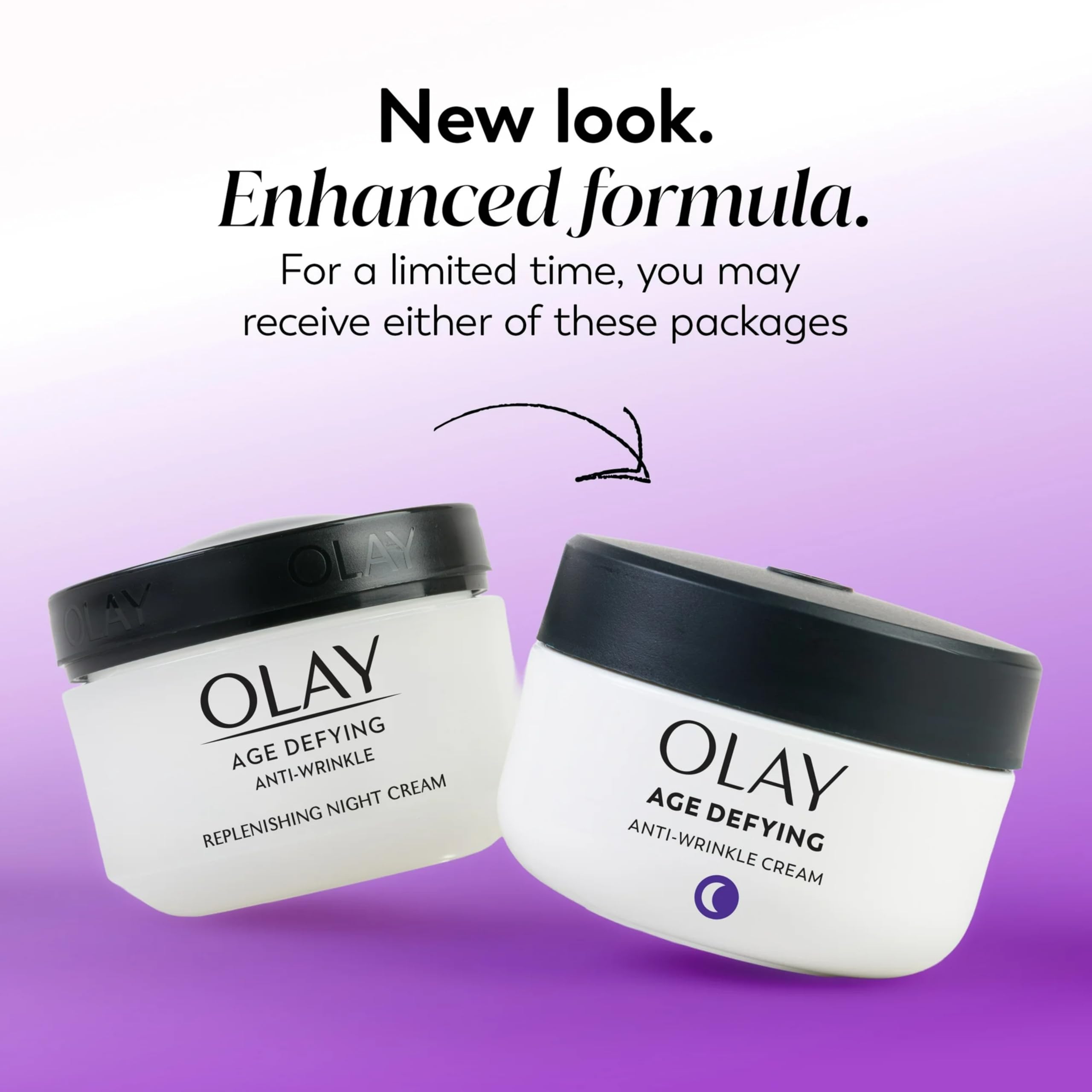 Olay Age Defying night cream spread on hand shows creamy texture
