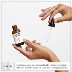 Olay AHA Serum on skin reveals a radiant, smoother texture and brightness.