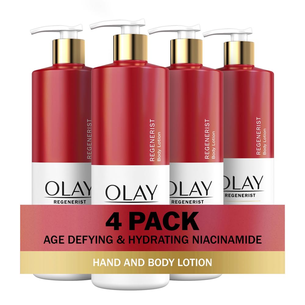 Olay Niacinamide body lotion bottle highlights deep hydration for daily use.