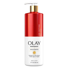Olay Niacinamide lotion spread application shows quick, non-greasy absorption.