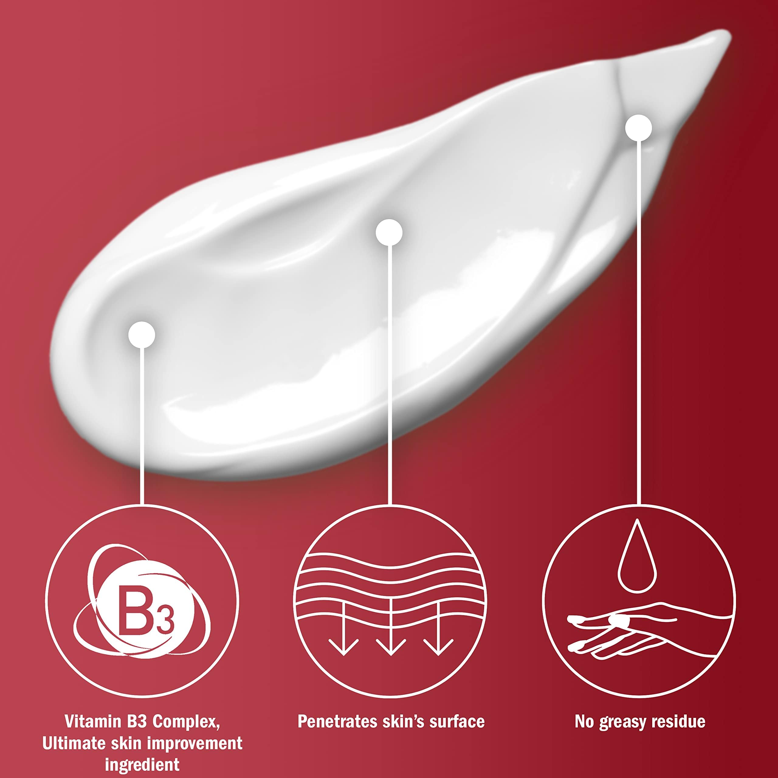 Olay Niacinamide penetrates 10 layers illustration for deep moisturization.