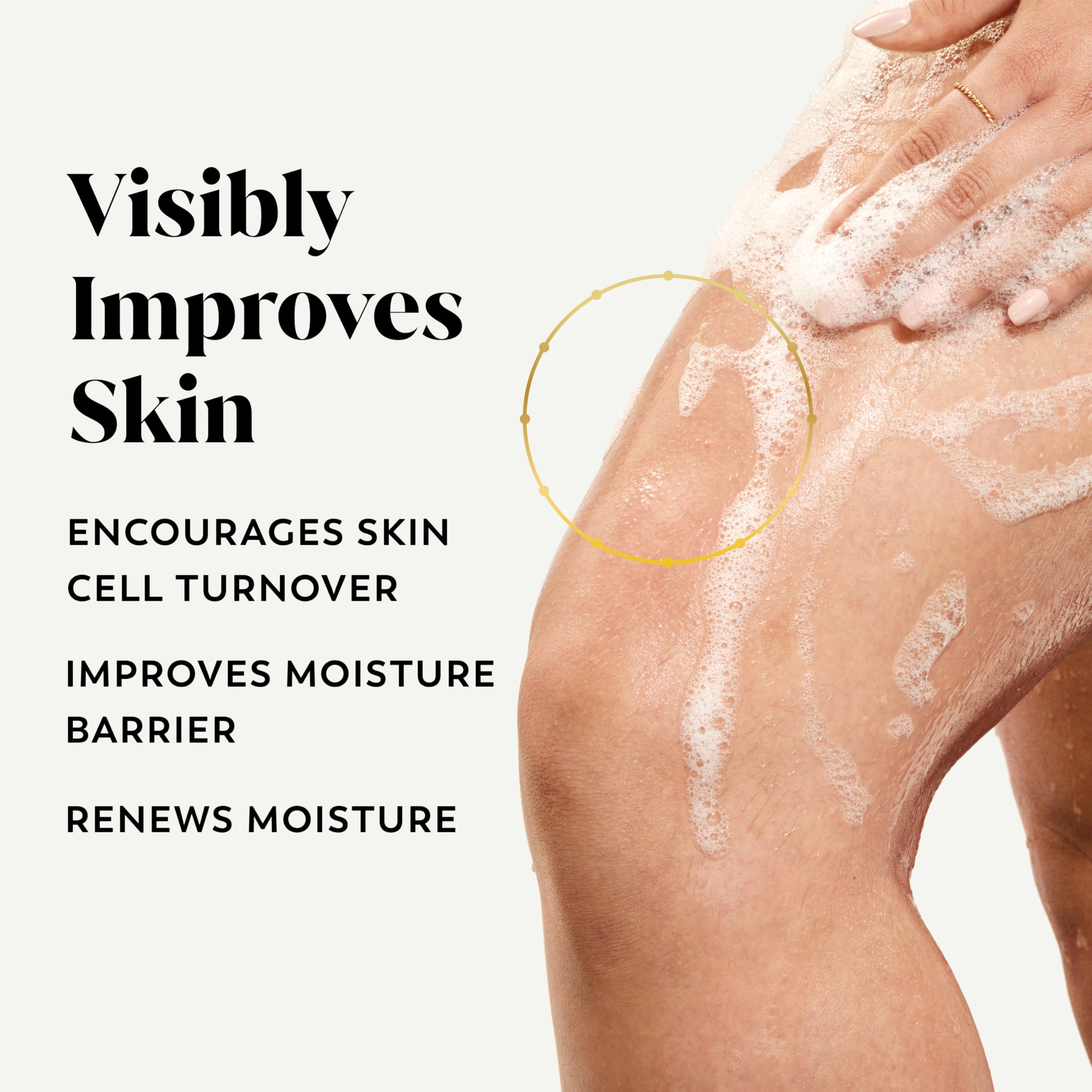 Olay Body Wash creamy lather ready to cleanse and hydrate daily.