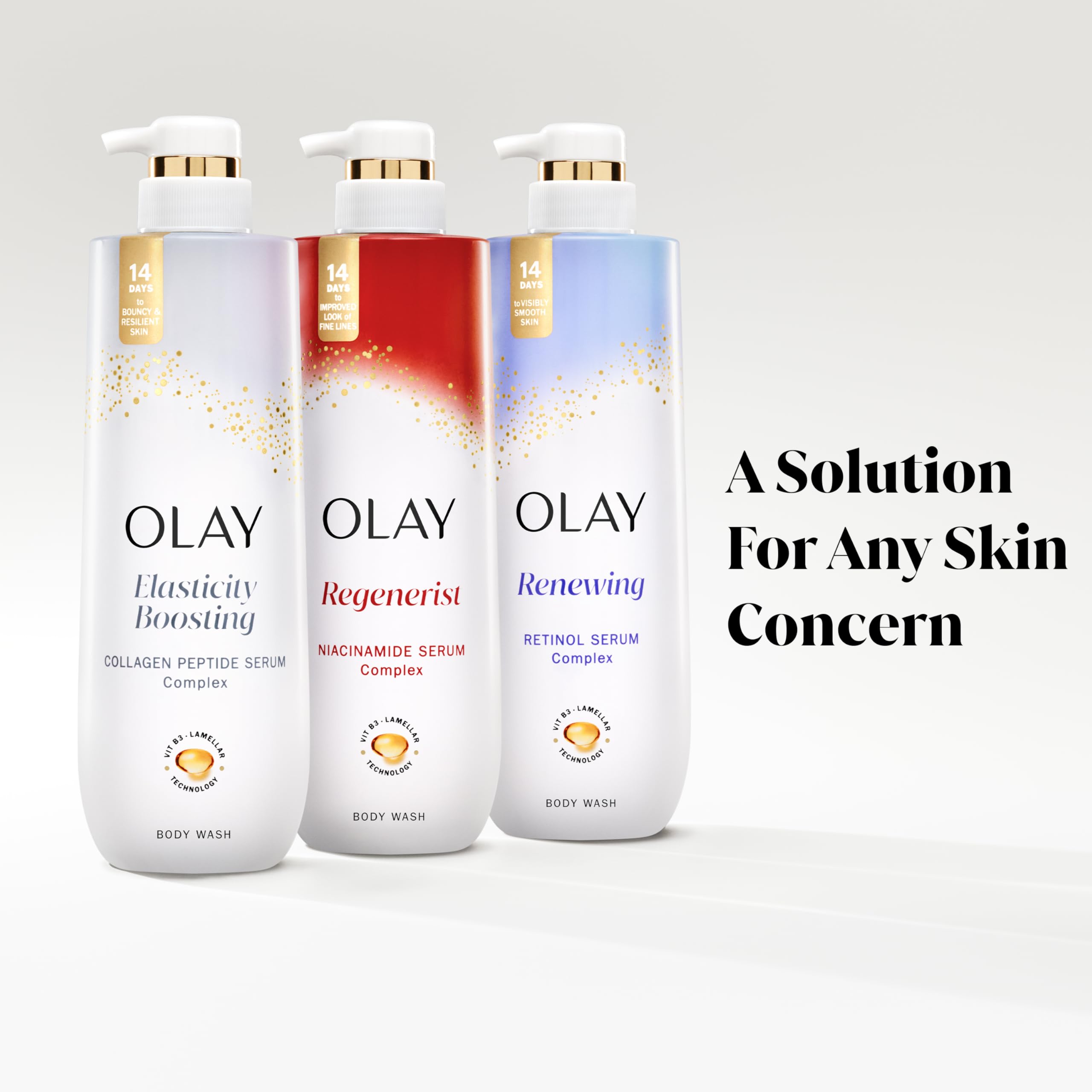 Olay Body Wash hydrates and supports the skin barrier.