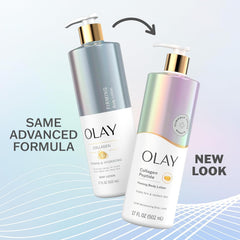 Graphic of Olay collagen-enriched formula highlighting moisturized look