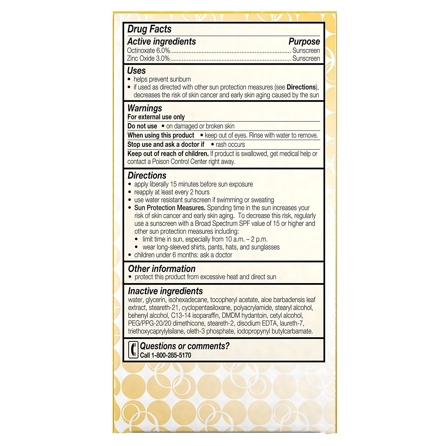 Olay Complete All Day Moisturizer SPF 15 label detail highlighting sensitive-skin formula