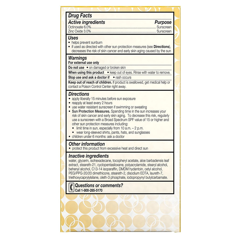 Olay Complete All Day Moisturizer SPF 15 label detail highlighting sensitive-skin formula