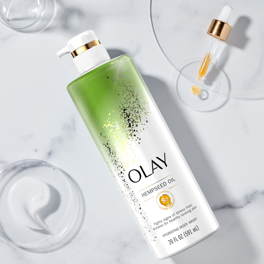 Olay Hydrating Body Wash four-pack highlights value and convenience.