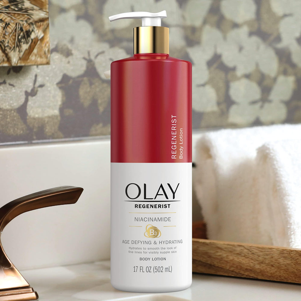 Olay Niacinamide collection pairing visual suggests enhanced hydration results.