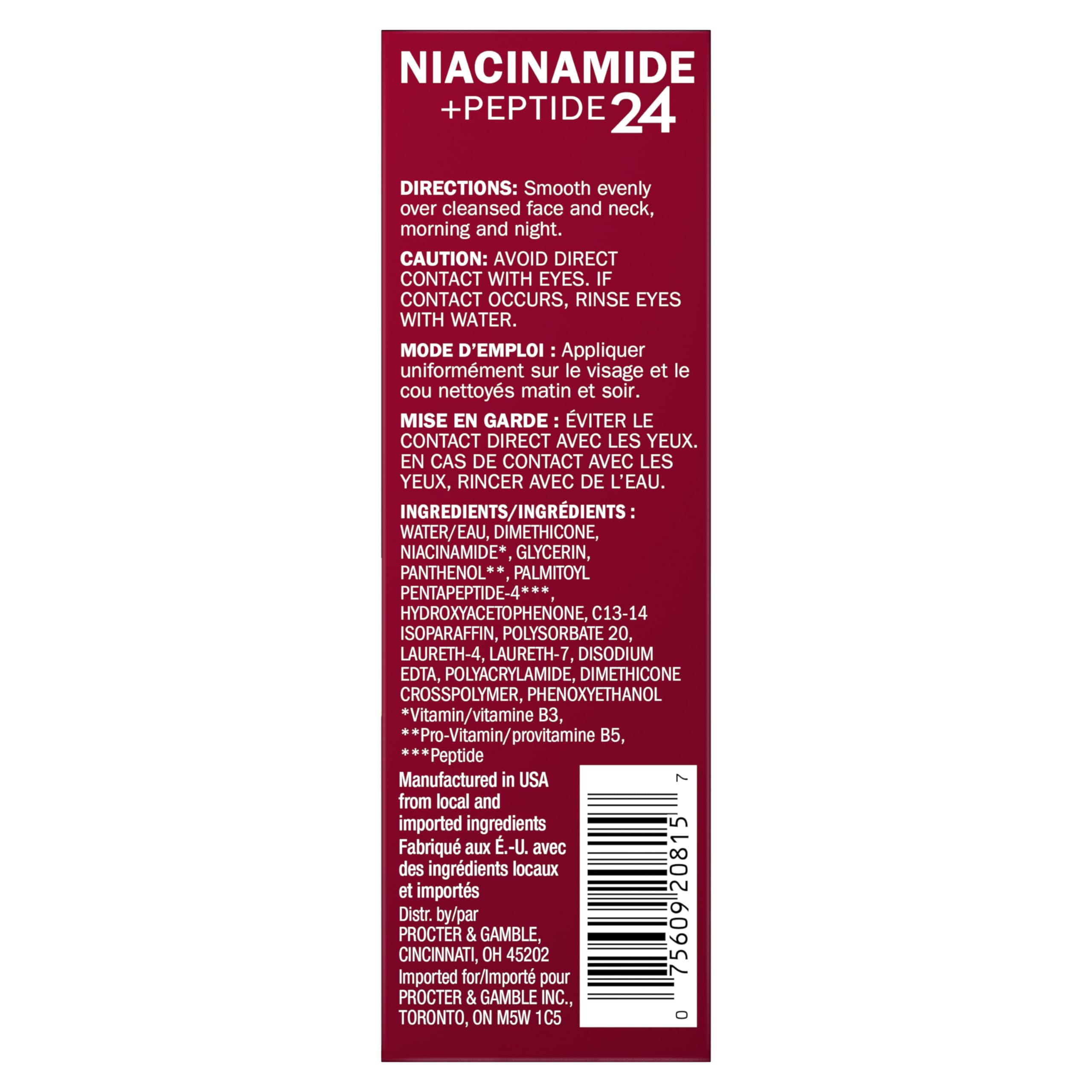 Olay Niacinamide + Peptide 24 serum travel-friendly 1-3oz bottle